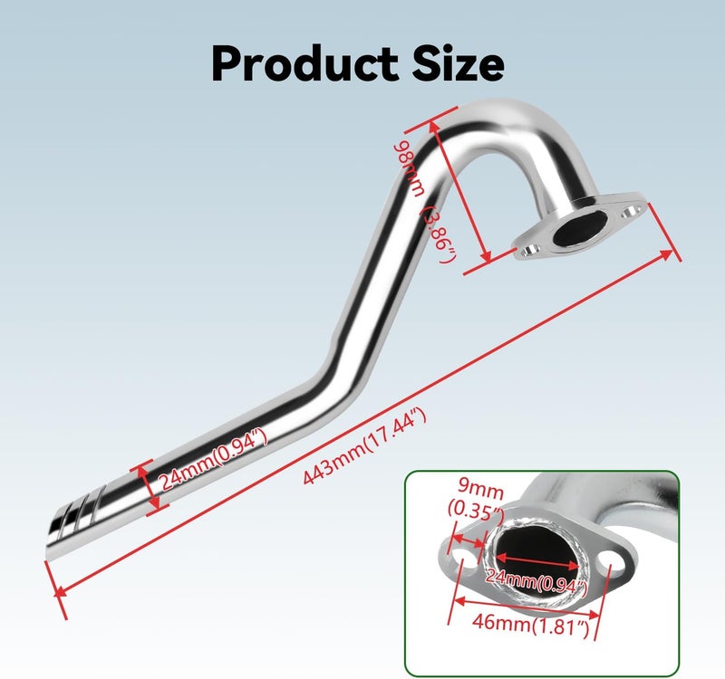 XIKOBY Upgraded Center Rear Exit Exhaust Pipe Compatible with Predator 79cc 98cc 99cc 3.0HP 154F Engine Mini Bike Coleman CT100U Massimo MB100 F-RP GMB100 Rascal Lite Parts Silver - Image 5